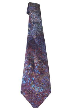 Vintage Christian Dior Monsieur Floral Lion Head Print Silk Tie Necktie